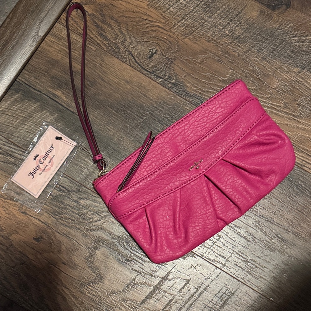 Juicy Couture Fuchsia Pleated Wristlet Clutch